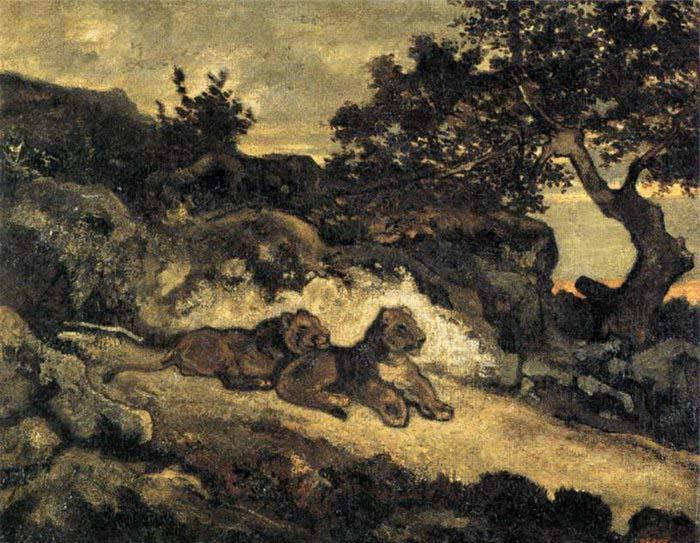 Lions near their Den, Antoine louis barye